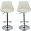 Claire Faux Leather Adjustable Swivel Bar Stool Set of 2 In White
