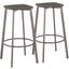 Clara Industrial Square Barstool In Antique Metal And Espresso Wood-Pressed Grain Bamboo - Set Of 2