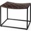 Clarissa Brown Leather Woven Seat With Black Metal Frame Stool