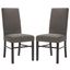 Classic Charcoal Brown and Cherry Mahogany Linen Side Chair Set of 2