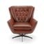 Clayton Tufted Faux Leather Swivel Chair In Caramel