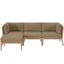 Clearwater Outdoor Patio Teak Wood 4 Piece Sectional Sofa In Gray Light Brown