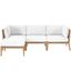 Clearwater Outdoor Patio Teak Wood 4 Piece Sectional Sofa In Gray White