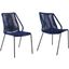 Clip Indoor Outdoor Stackable Steel Dining Chair With Blue Rope