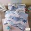 Cloud Cotton Soft Wash Printed Fabric Queen Duvet Cover Set In Blue