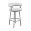 Cohen 26 Inch Counter Height Swivel Bar Stool In Silver Finish with White Faux Leather