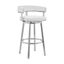 Cohen 26 Inch White Faux Leather and Brushed Stainless Steel Swivel Bar Stool