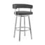 Cohen 30 Inch Gray Faux Leather and Brushed Stainless Steel Swivel Bar Stool