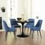 Colfax Black Marquina Marble 5Pc Dining Set In Blue Chairs