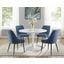Colfax White Marquina Marble 5Pc Dining Set In Blue Chairs