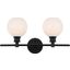 Collier 2 Light Black And Frosted White Glass Wall Sconce