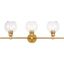 Collier 3 Light Brass And Clear Glass Wall Sconce