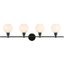 Collier 4 Light Black And Frosted White Glass Wall Sconce