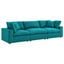 Commix Teal Down Filled Overstuffed 3 Piece Sectional Sofa Set