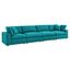 Commix Teal Down Filled Overstuffed 4 Piece Sectional Sofa Set