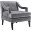 Concur Button Tufted Performance Velvet Armchair In Gray