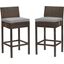 Conduit Brown and Gray Bar Stool Outdoor Patio Wicker Rattan Set of 2