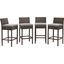 Conduit Brown and Gray Bar Stool Outdoor Patio Wicker Rattan Set of 4 EEI-3601-BRN-GRY