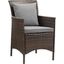 Conduit Brown and Gray Outdoor Patio Wicker Rattan Dining Arm Chair