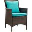 Conduit Brown Turquoise Outdoor Patio Wicker Rattan Dining Arm Chair