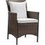 Conduit Brown White Outdoor Patio Wicker Rattan Dining Arm Chair