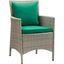 Conduit Light Gray Green Outdoor Patio Wicker Rattan Dining Arm Chair
