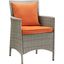 Conduit Light Gray Orange Outdoor Patio Wicker Rattan Dining Arm Chair