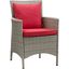 Conduit Light Gray Red Outdoor Patio Wicker Rattan Dining Arm Chair