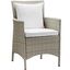 Conduit Light Gray White Outdoor Patio Wicker Rattan Dining Arm Chair