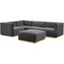 Conjure Channel Tufted Performance Velvet 5 Piece Sectional In Gold Gray EEI-5852-GLD-GRY