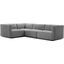 Conjure Channel Tufted Upholstered Fabric 4 Piece L Shaped Sectional In Black Light Gray EEI-5791-BLK-LGR