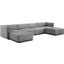 Conjure Channel Tufted Upholstered Fabric 6 Piece Sectional Sofa In Black Light Gray