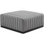 Conjure Channel Tufted Upholstered Fabric Ottoman In Black Light Gray