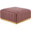Conjure Gold Dusty Rose Channel Tufted Performance Velvet Ottoman