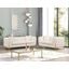Contempo Buckle Fabric and Gold Accent Legs 2 Piece Upholstery Living Room Set In Beige
