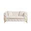 Contempo Buckle Fabric And Golden Accent Legs Upholstery Loveseat In Beige