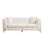 Contempo Buckle Fabric And Golden Accent Legs Upholstery Sofa In Beige