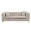 Contempo Buckle Fabric And Golden Accent Legs Upholstery Sofa In Light Gray