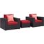 Convene Espresso Red 3 Piece Outdoor Patio Sofa Set EEI-2363-EXP-RED-SET