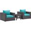 Convene Espresso Turquois 3 Piece Set Outdoor Patio with Fire Pit