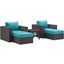 Convene Espresso Turquois 5 Piece Set Outdoor Patio with Fire Pit