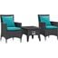 Convene Espresso Turquoise 3 Piece Set Outdoor Patio with Fire Pit