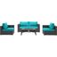 Convene Espresso Turquoise 5 Piece Set Outdoor Patio with Fire Pit
