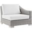Conway Outdoor Patio Wicker Rattan Right-Arm Chair EEI-4846-LGR-WHI