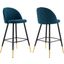 Cordial Fabric Bar Stools - Set of 2 In Azure