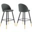 Cordial Fabric Bar Stools - Set of 2 In Gray