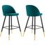 Cordial Fabric Bar Stools - Set of 2 In Teal