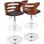 Cosi Mid-Century Modern Adjustable Barstool With Swivel In Walnut And Brown Faux Leather