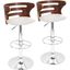 Cosi Mid Century Modern Adjustable Barstool With Swivel In Walnut And Cream Faux Leather Set Of 2