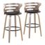 Cosini 30 Inch Fixed Height Barstool Set of 2 In Black and Grey